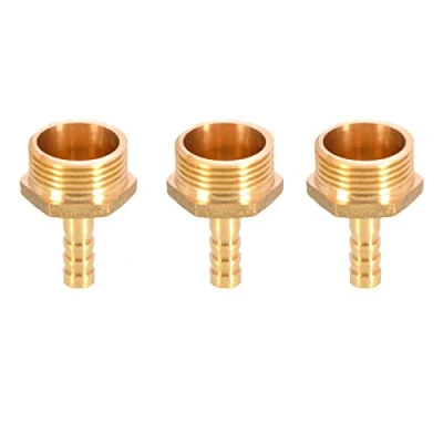 Image of 3PCS Solid Brass Hose Tail Connector Barbed to BSP Male Thread 8mm 3/4 for Air Water Fuel Oil Gas