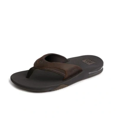 Image of Reef Men&#039;s Leather Fanning Flip Flop, Brown Dark Dab, 9 UK