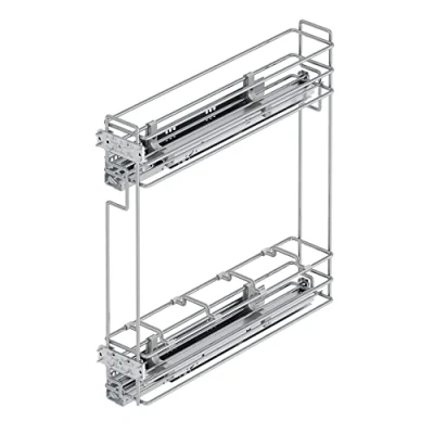 Image of Emuca Pull Out Bottle Rack, Sliding Rack for Kitchen Cabinet, Soft Close, 150 (5,9 inch), Chrome Plated, Steel