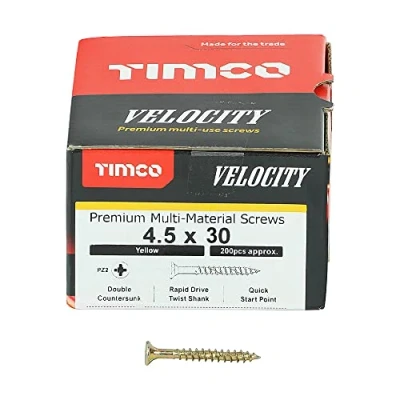 Image of TIMco 45030VY PZ2 CSK ZYP Velocity Screw 4.5 x 30 Yellow (Box of 200)