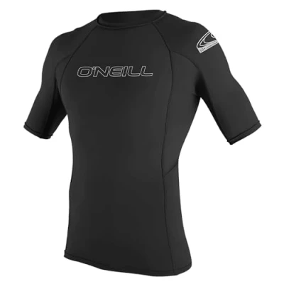 Image of O&#039;Neill Wetsuits Men&#039;s Basic Skins Short Sleeve Rash Guard, Black, L