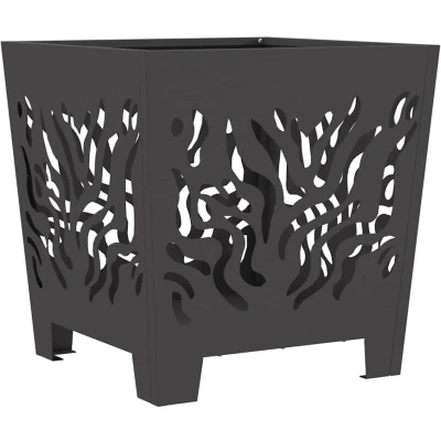 Image of vidaXL Fire Pit Square Black 40x40x40 cm Steel