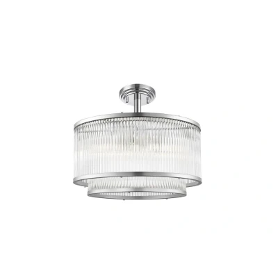 Image of Antigua 5 Light Semi Flush Ceiling Chrome Crystal