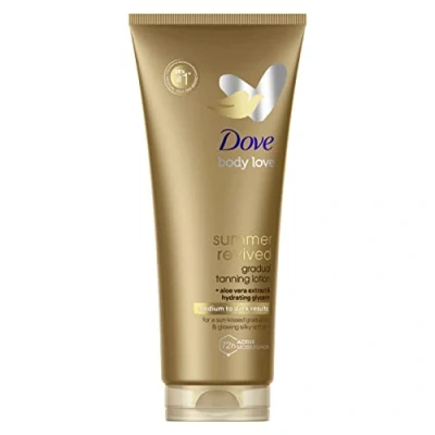 Image of Dove Summer Revived Medium to Dark Gradual Tanning Lotion For a Sun Kissed Glow Self Tan Body All Skin Types 6 x 200 ml