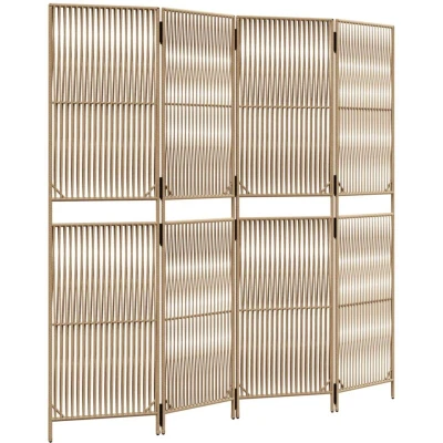 Image of vidaXL Beige Poly Rattan Room Divider Flexible 4 Panel Design for Privacy in Bedroom, Living Room, Office, or Outdoor Spaces Weather Resistant and Easy to Clean&#039;