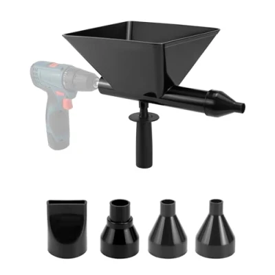 Image of QWORK® Electric Mortar Grout Gun, Plastic Cement Caulking Gun with 5 Nozzles