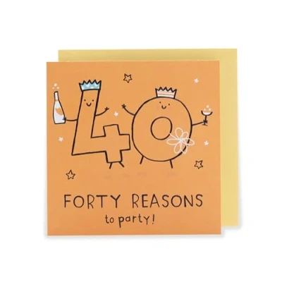 Image of UK Greetings 40th Birthday Card for Him/Her/Friend Orange Design