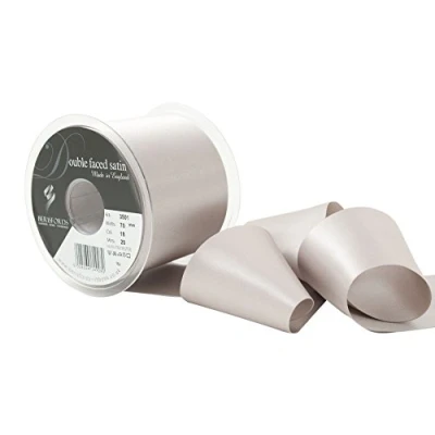 Image of Berisfords Double FACE Poly Satin, Polyester, Silver Grey, 10.4 x 1.3 cm