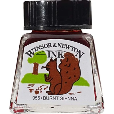 Image of Winsor &amp; Newton 14ml Drawing Ink Bottle Burnt Sienna