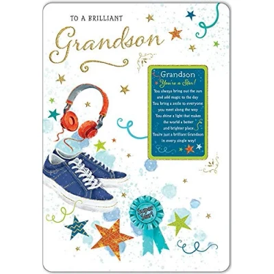 Image of Regal Publishing Sentiment Birthday Card Grandson 9 x 6 inches, C80597