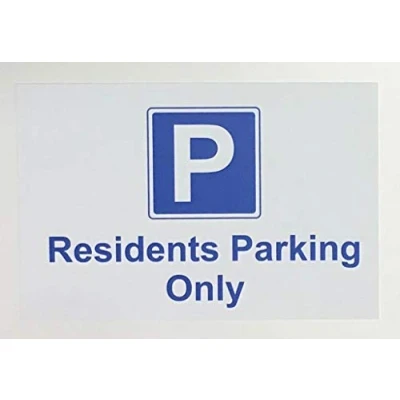 Image of Residents Parking Only Sign 1.2mm Rigid Plastic 300mm x 200mm