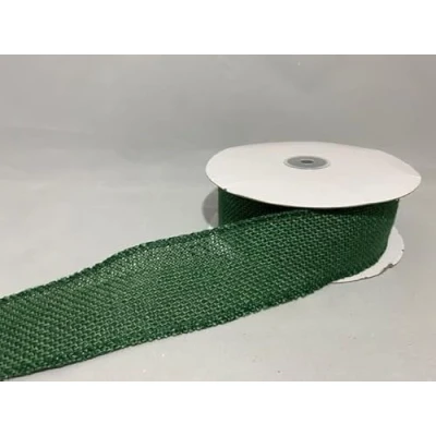 Image of Full Roll x 10 metre 50mm ECO Hessian Style Wired Ribbon Forest Dark Green Christmas 5cm