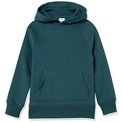 Image of Amazon Essentials Boys&#039; Fleece Sweater Hoodie Sweatshirts, Dark Green, 9 Years