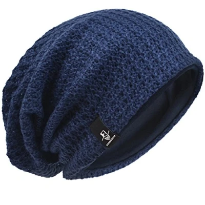 Image of VECRY Men&#039;s Slouchy Beanie Knit Rasta Skull Cap for Summer Winter (Navy)