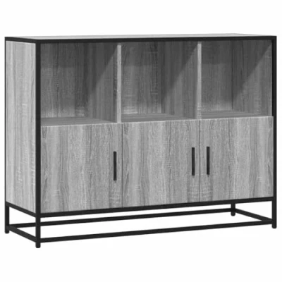 Image of vidaXL Sideboard Grey Sonoma Storage Cabinet 100x35x76 cm Engineered Wood Furniture for Living Room/Kitchen/Bedroom