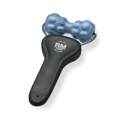 Image of Single Hand Portable Roller Provides targeted deep Tissue Massage, Steel Blue
