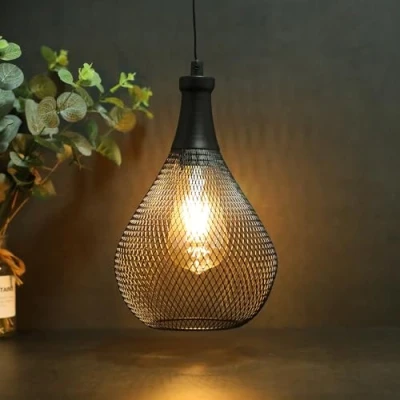 Image of JHY DESIGN Hanging Lamp Battery Powered with 6 Hour Timer, Decorative Pendant 28cm High Cage for Garden Bar Indoor Balcony Living Room Shop Gifts Hallway Bedside Entryway Xmas