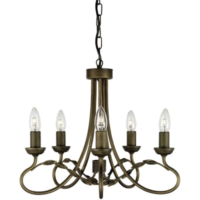 Image of Olivia 5 Light Chandelier Black, Gold Finish, E14