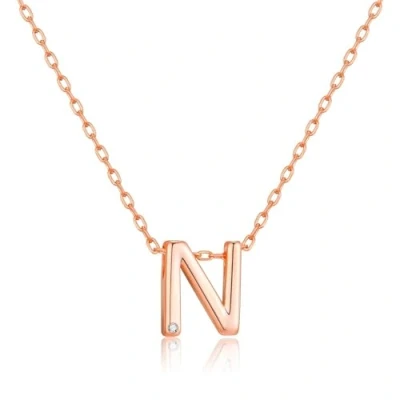 Image of Philip Jones Rose Gold Plated Initial Necklaces A to Z Created with Zircondia® Crystals (N)