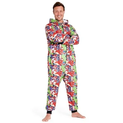 Image of Marvel Adult Onesie for Men Teenagers Hooded Fleece Onesies S 2XL Lounge Wear Mens Nightwear Gifts Him (Multi, M)