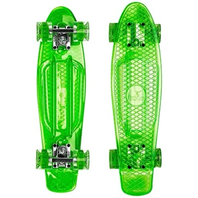Image of Ridge Skateboards Complete Blaze 22&quot; Mini Cruiser Skateboard w LED wheels and transparent deck