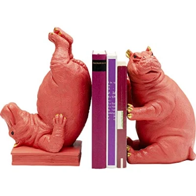 Image of Kare Hippo Design Bookends 2/Set 26 x 19 14 cm Pink