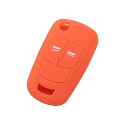 Image of BROVACS Silicone Cover Protector Case Holder Skin Jacket Compatible with VAUXHALL OPEL 2 Button Flip Remote Key Fob CV9620 Orange