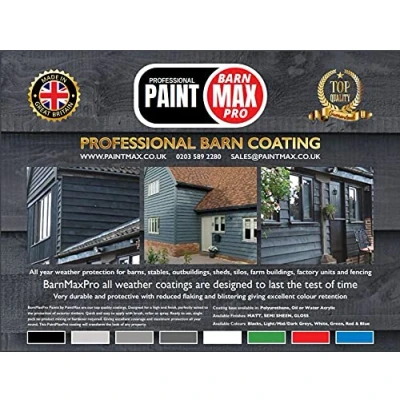 Image of PaintMax BarnMaxPro Professional Barn Coating Black Sheen Ral 9005 Oil Based 20 Litre