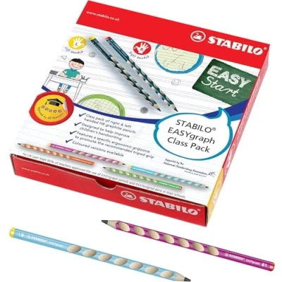 Image of STABILO Ergonomic Graphite Pencil EASYgraph Classpack of 48 8 x Left Handed and 40 Right Assorted Colours HB