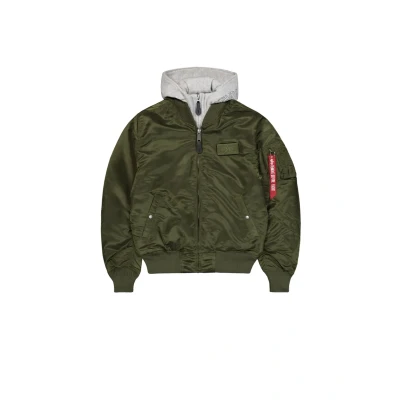 Image of Alpha Industries Men&#039;s Ma1 D tec Nylon, Cotton, Polyester Bomber Harrington Jacket, Green (rep.grey 257), X Large