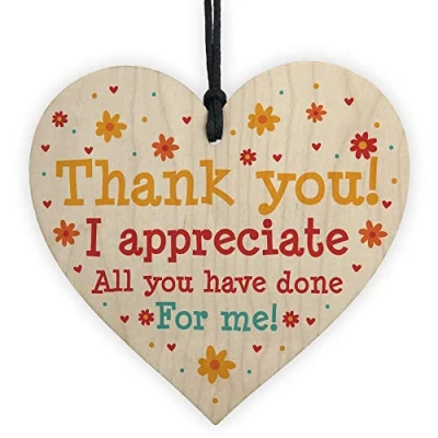 Image of RED OCEAN Thank You Leaving Gift For Teacher Teaching Assistant Nursery Gifts Tutor Mentor Wooden Heart Plaque Keepsake