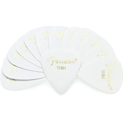 Image of Fender Classic Celluloid Guitar Picks 351 Shape, White, Thin, 12 Pack