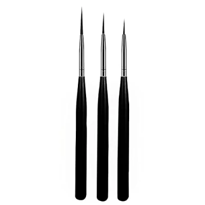 Image of luoshaPUCY 3Pcs Nail Art Liner Brushes, Striping Brush Brushes for Fine Designs UV Gel Polish Painting Striper Black