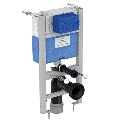 Image of Ideal Standard ProSys Mechanical Wall Hung Toilet Frame and Cistern, 820mm Height, 150mm Depth, Front or top Flush Operation, R014067, Blue/Grey/White