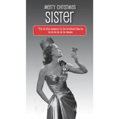 Image of Sister Christmas Card, Funny Card Sister, &#039;Tis The Season To Be Trollied