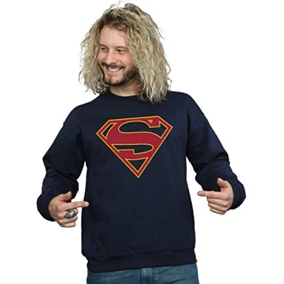 Image of DC Comics Men&#039;s Supergirl Logo Sweatshirt Navy Blue Large