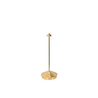 Image of Zafferano, Pina Pro Lamp with Gold Colour Leaf, Rechargeable Cordless Table Touch Controls, Usable as an Indoor Lamp, Dimmer, 2200 3000 K, Height 29 cm