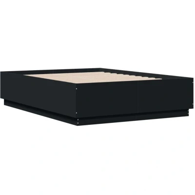 Image of vidaXL Bed Frame with LED without Mattress Black 135x190 cm Double