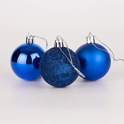 Image of 60mm/6Pcs Christmas Baubles Shatterproof Blue, Tree Decorations Ball Ornaments Balls Xmas Hanging Holiday Decor Shiny,Matte,Glitter