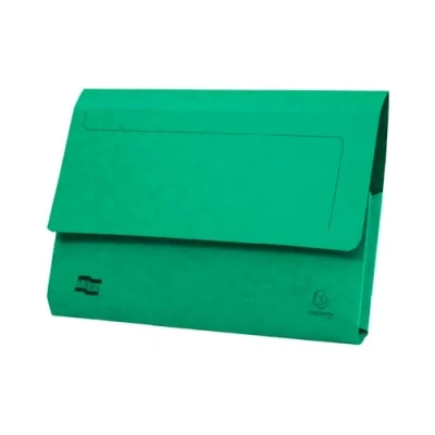 Image of Exacompta Ref 5253Z Europa Pocket Wallet, 356 x 242mm, Half Flap Front for Security, 300 Micron Premium Pressboard, Holds A4 &amp; Foolscap Documents Green, Pack of 10
