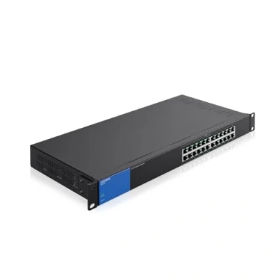 Image of Linksys LGS124P UK 24 Port Gigabit Unmanaged Network PoE Switch with 12 PoE+ Ports @ 120W for Business, Office, IP Surveillance Ethernet Hub Metal Housing