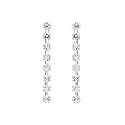 Image of Carissima Gold Women&#039;s 9 ct White 3 mm Round Cubic Zirconia x 31 mmDrop Earrings