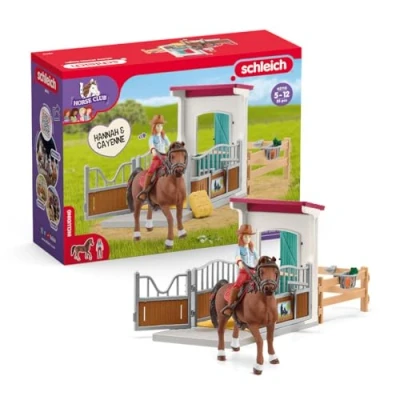 Image of schleich 42710 HORSE Box Hannah &amp; Cayenne, from 5 years, CLUB Playset, 25 pieces, Black