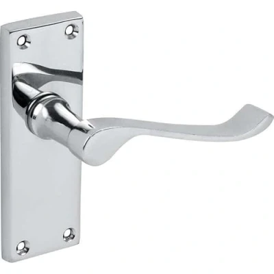 Image of Designer Levers Victorian Scroll Lever Door Handles Polished Chrome 1 Pair Latch Handle Interior Use Short