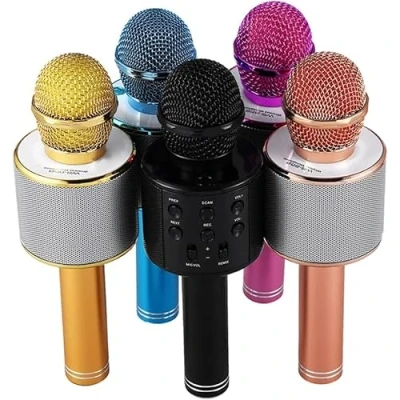 Image of SQUADO Karaoke Microphone Bluetooth Wireless Hifi Speaker 812855 Portable 5 W Compatible with Android, iOS, PC