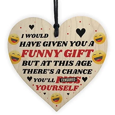 Image of RED OCEAN Funny Christmas Birthday Wooden Heart Gift For Him Her Novelty Rude Gifts Men Women