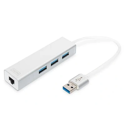 Image of Assmann DIGITUS USB 3.0 3 Port Hub &amp; Gigabit LAN adaptor