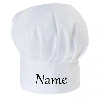 Image of Personalised Chef Hat for Children with Your Name Professional Cooks Hats Baker Home Kitchen School Fully Adjustable Names/Texts [099]