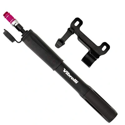 Image of Vibrelli Mini Bike Pump with Gauge Presta &amp; Schrader 110 PSI Portable Bicycle for Road, Mountain, BMX Tires Mounting Bracket Included