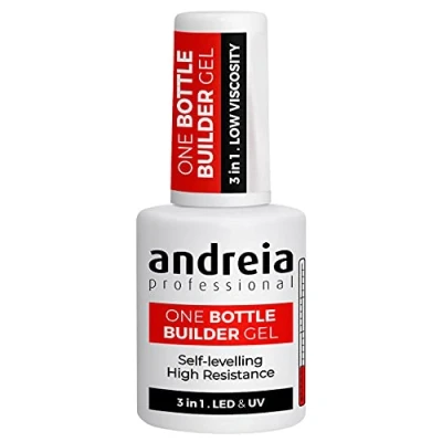 Image of Andreia Professional Gel Builder Nail Construction Triphasic 3 in 1 Low Viscosity LED &amp; UV a Bottle Extension Self Levelling High Resistance Colour Soft White 14ml